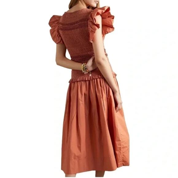 ULLA JOHNSON Madeline Smocked Midi Dress Size 6 NWT - Picture 7 of 8